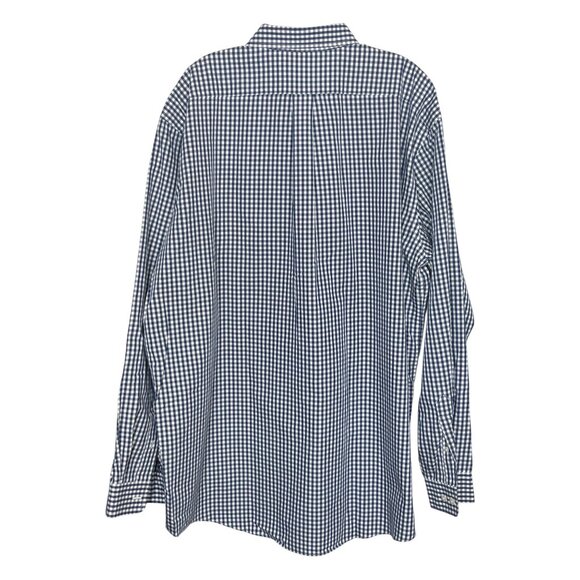 LL Bean Mens Button Down Shirt Blue White Checked Size XL Tall - Picture 2 of 9